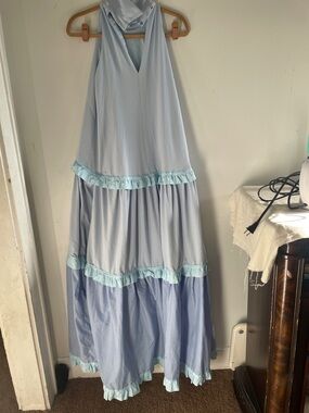 Eliza J Light Blue Halter Maxi Dress